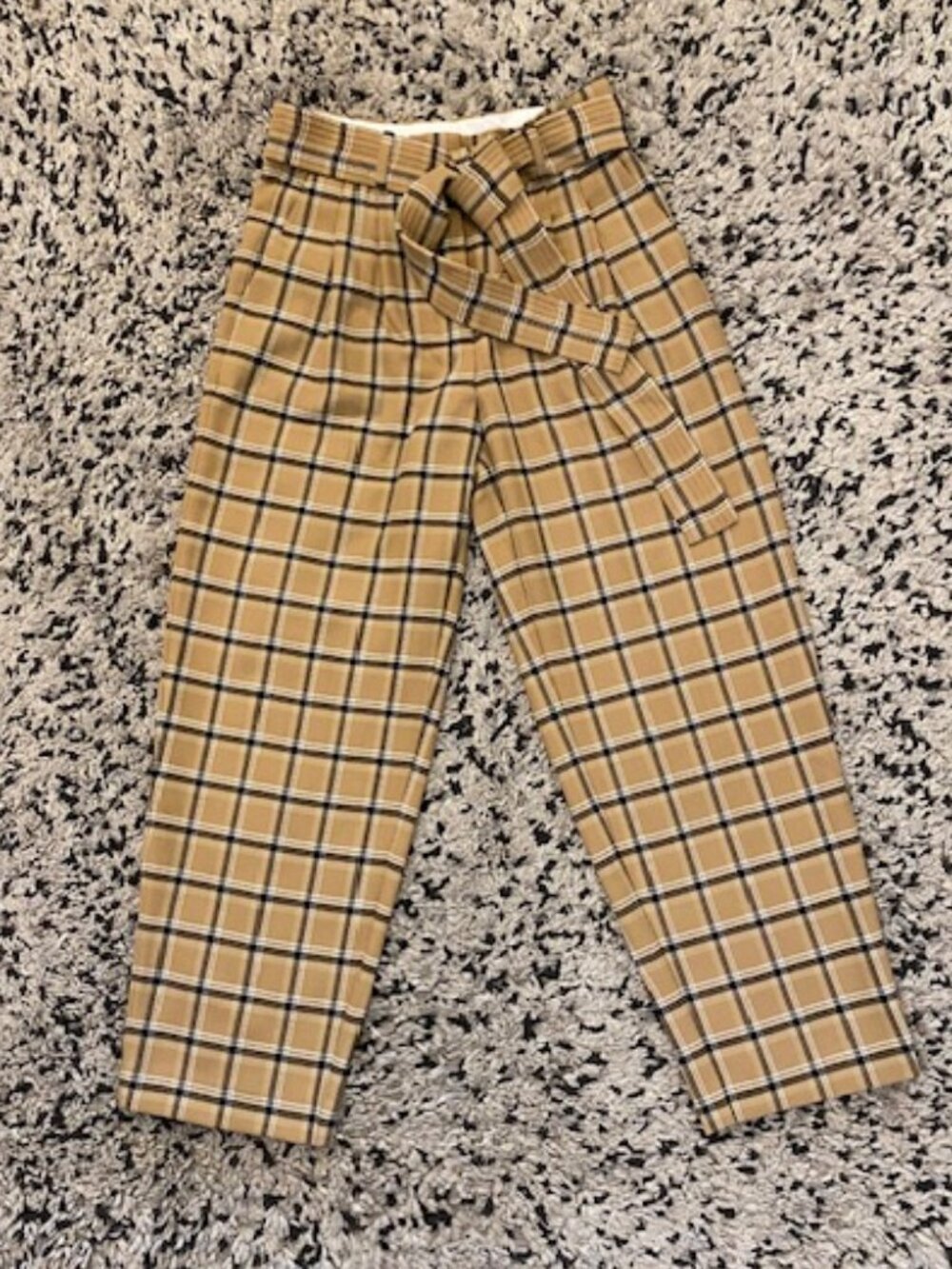 Wilfred Tie Front Plaid Pants Size 2 Cropped Belted Wide Leg Brown & Black